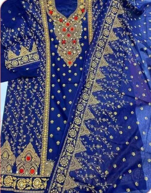 কারচুপি বুটিক্স থ্রি পিস ( Lapis Blue )