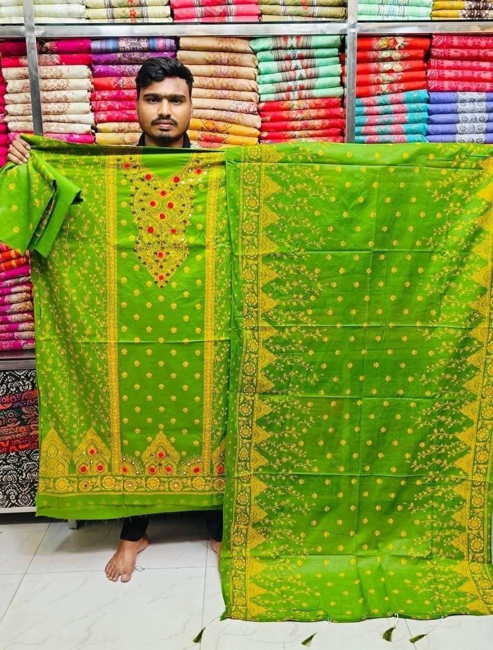 কারচুপি বুটিক্স থ্রি পিস ( Grass Green )