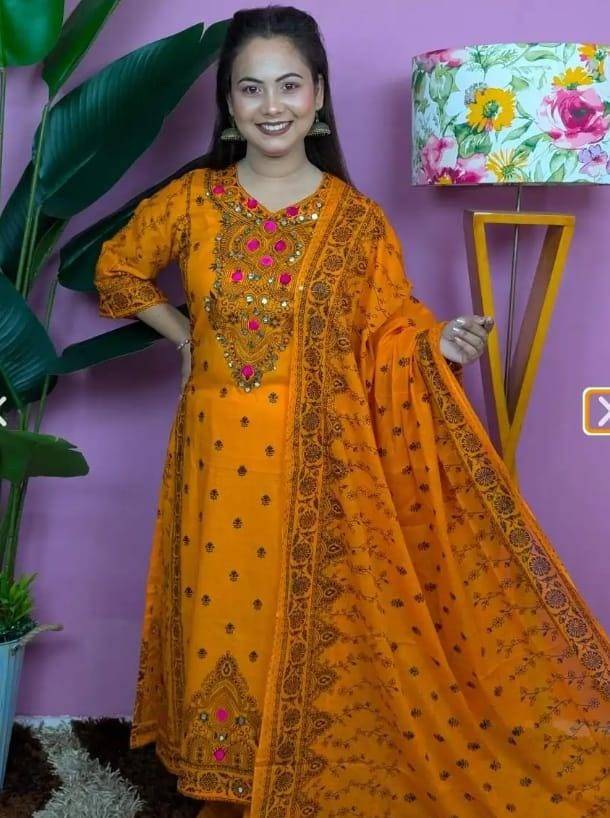 কারচুপি বুটিক্স থ্রি পিস ( Tahiti Gold )