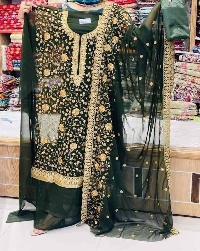 জর্জেট থ্রি পিস কালেকশন ( Lunar Green )