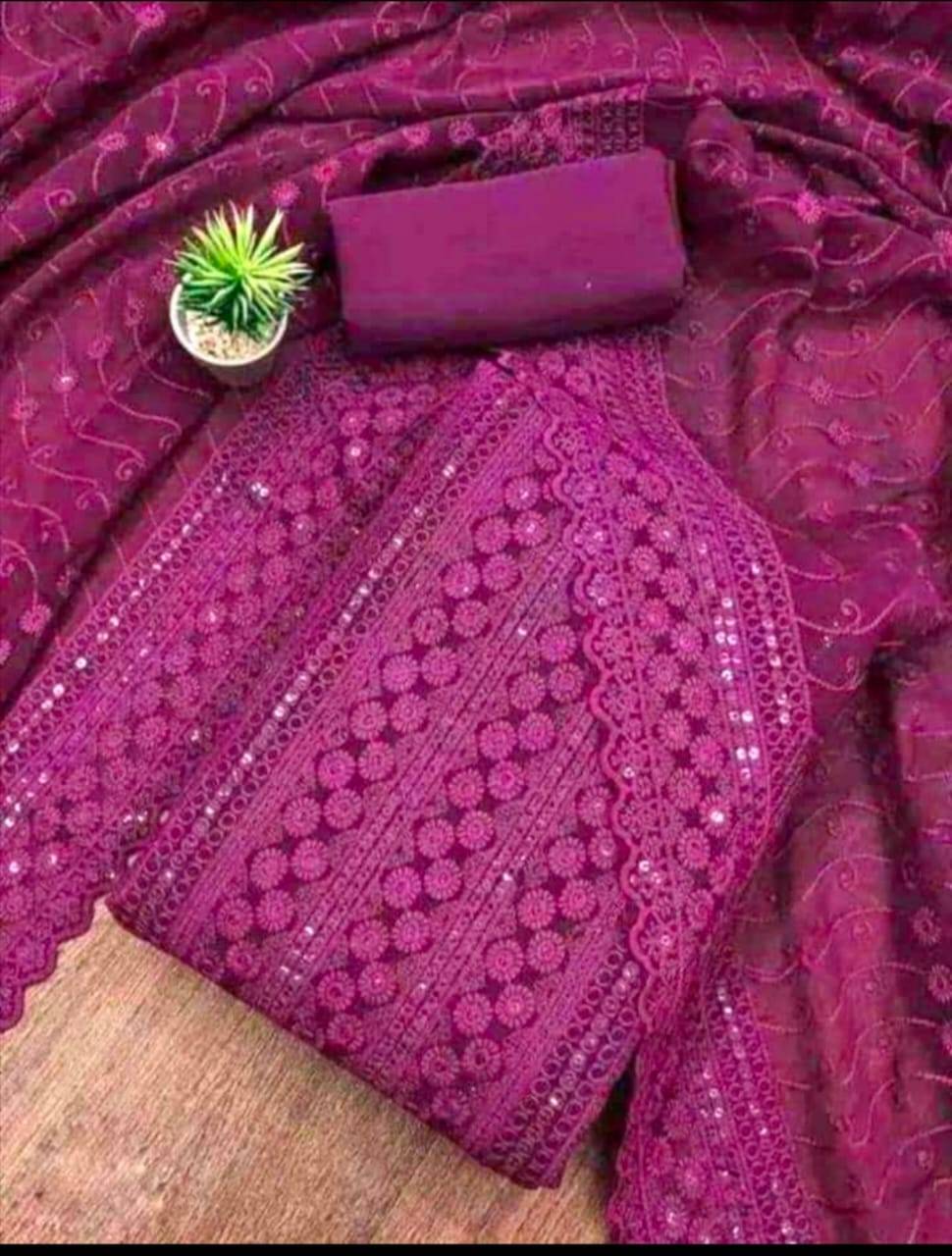 ইন্ডিয়ান লাখনৌ জর্জেট ফর পিস ( Rouge )
