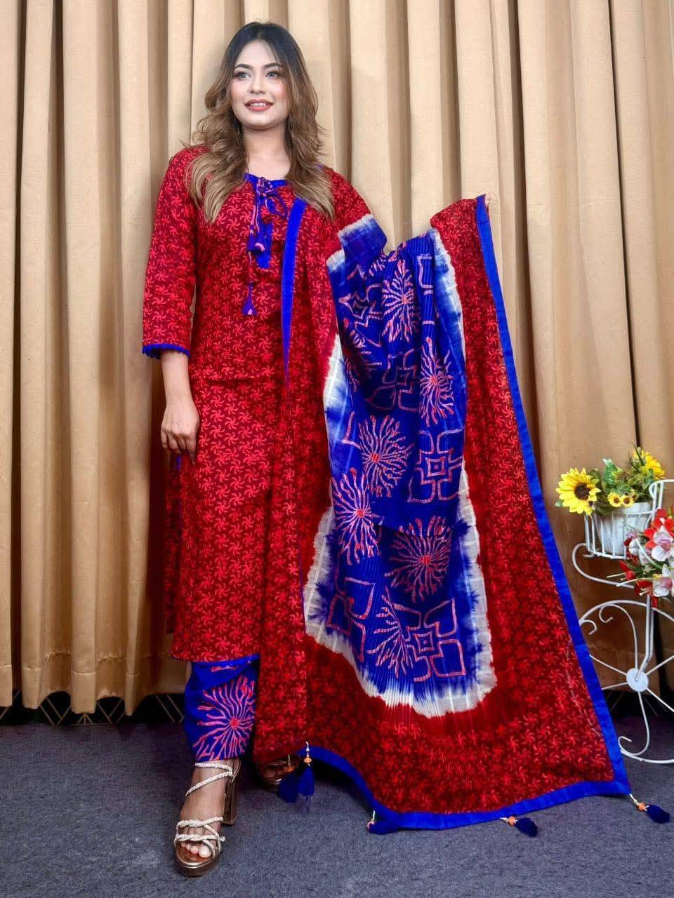 আড়াই হাত বহরের অরগেন্ডি ওড়না থ্রি পিস ( Shiraz )